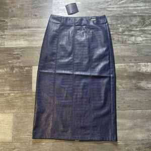 Marc New York Navy Embossed Pencil Skirt